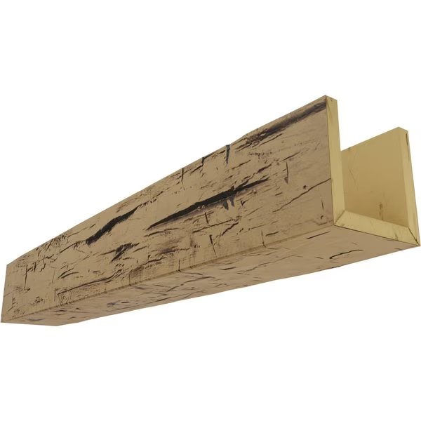 3-Sided (U-beam) Hand Hewn Endurathane Faux Wood Ceiling Beam, NaturaL Golden Oak, 6